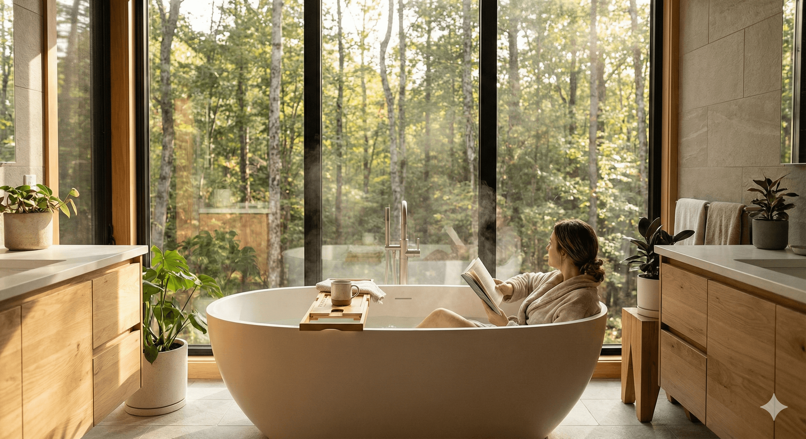 Woman in luxury bathroom
